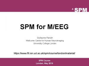 SPM for MEEG Guillaume Flandin Wellcome Centre for