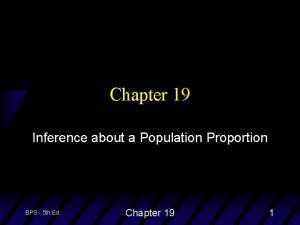Chapter 19 Inference about a Population Proportion BPS