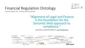 Financial Regulation Ontology Tutorial chapter one preface and