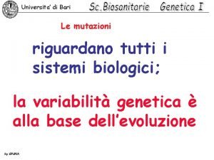 Universita di Bari Le mutazioni riguardano tutti i