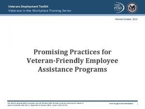 Veterans Employment Toolkit Veterans in the Workplace Training