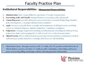 Faculty Practice Plan Institutional Responsibilities Management Responsibilities 1
