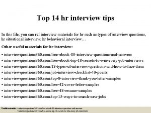 Hr interview tips