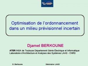 Optimisation de lordonnancement dans un milieu prvisionnel incertain