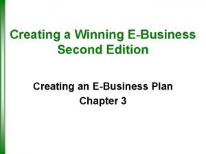 Creating a Winning EBusiness Second Edition Creating an