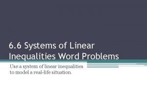 System of linear inequalities word problems