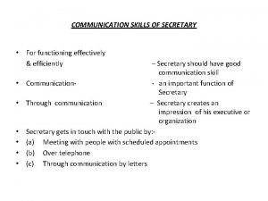 Responsibilities of a secretary