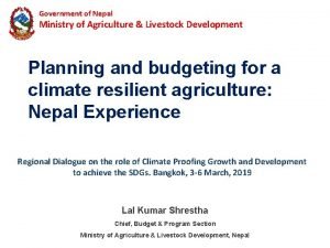 Ministry of agriculture and livestock development nepal