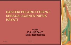 BAKTERI PELARUT FOSPAT SEBAGAI AGENTS PUPUK HAYATI OLEH