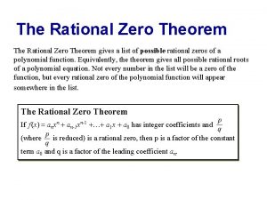 Example of rational zero theorem