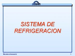 SISTEMA DE REFRIGERACION Mecnica Automotriz 1 CONTENIDO l