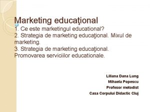 Proiect de marketing educational