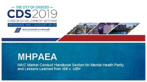 MHPAEA NAIC Market Conduct Handbook Section for Mental