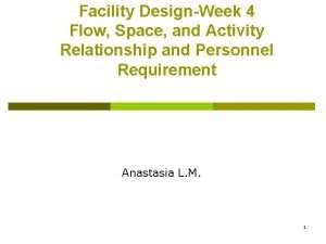 Facility DesignWeek 4 Flow Space and Activity Relationship