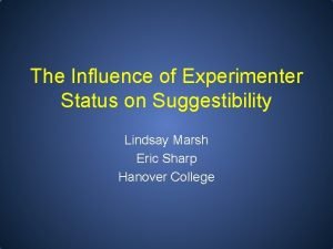 The Influence of Experimenter Status on Suggestibility Lindsay