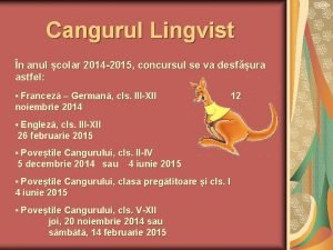 Cangurul Lingvist n anul colar 2014 2015 concursul