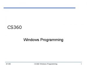 CS 360 Windows Programming 9105 CS 360 Windows