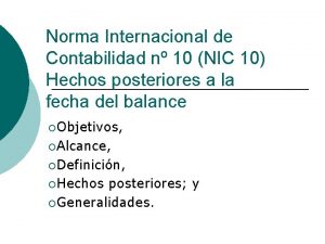 Norma Internacional de Contabilidad n 10 NIC 10