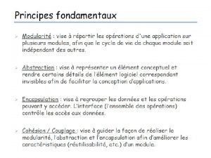 Introduction au paradigme objet Concepts importants surcharge overload