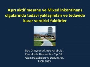 Ar aktif mesane ve Mixed inkontinans olgularnda tedavi