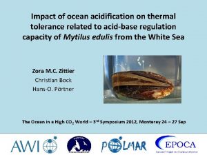 Impact of ocean acidification on thermal tolerance related