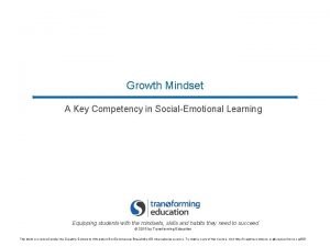 Growth Mindset A Key Competency in SocialEmotional Learning