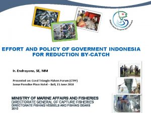 EFFORT AND POLICY OF GOVERMENT INDONESIA FOR REDUCTION
