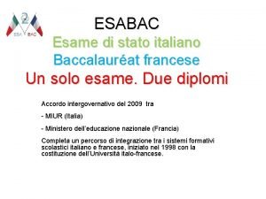 ESABAC Esame di stato italiano Baccalaurat francese Un