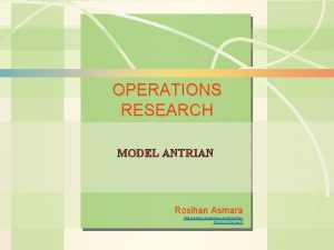 6 s1 Pendahuluan Operations Management OPERATIONS RESEARCH MODEL