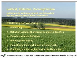 Vorlesung Umwelt und Naturschutz Thema Einfhrung in die