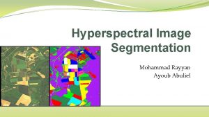 Hyperspectral Image Segmentation Mohammad Rayyan Ayoub Abuliel Agenda