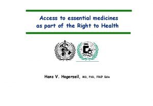 Access to essential medicines as part of the