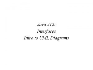 Java 212 Interfaces Intro to UML Diagrams UML