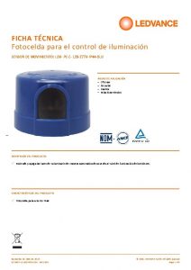 FICHA TCNICA Fotocelda para el control de iluminacin