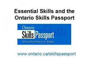 Ontario skills passport essential skills