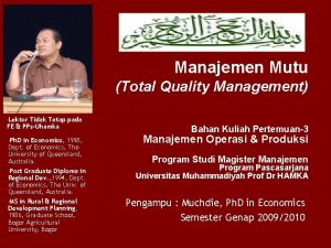 Manajemen Mutu Total Quality Management Lektor Tidak Tetap