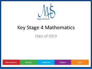 Key Stage 4 Mathematics Class of 2019 Key