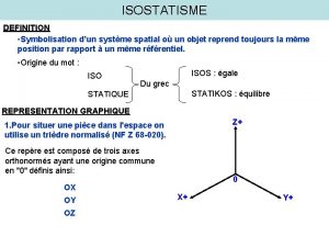 ISOSTATISME DEFINITION Symbolisation dun systme spatial o un