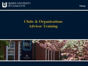 Thrive Clubs Organizations Advisor Training Thrive Being an
