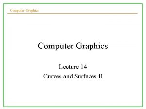 Curves and surfaces for computer graphics