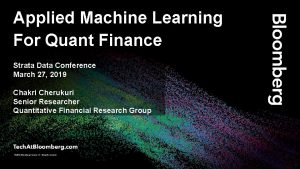 Applied Machine Learning For Quant Finance Strata Data