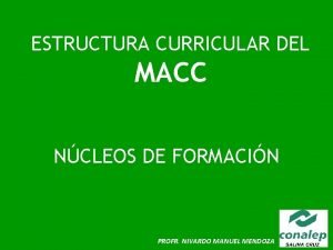 ESTRUCTURA CURRICULAR DEL MACC NCLEOS DE FORMACIN PROFR