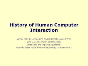 History of human computer interface
