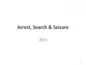 Arrest Search Seizure 2013 1 REVIEW OF THE