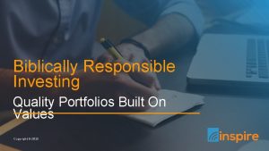 Biblically Responsible Investing Quality Portfolios Built On Values