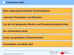 Prsentation heit Eine zielgruppenorientierte Kommunikation zwischen Prsentator und