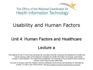 Usability and Human Factors Unit 4 Human Factors