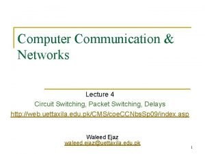 Computer Communication Networks Lecture 4 Circuit Switching Packet