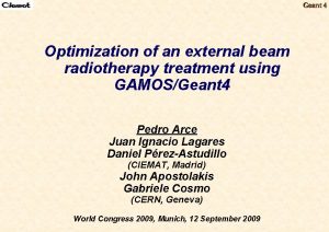 Optimization of an external beam radiotherapy treatment using