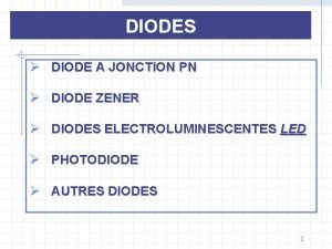 DIODES DIODE A JONCTION PN DIODE ZENER DIODES